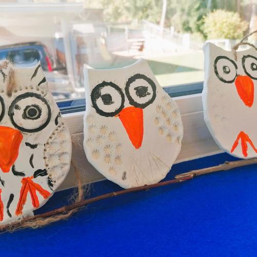 Eulen aus Ton